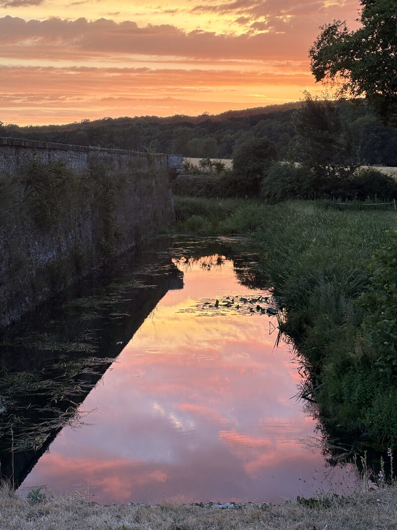 A seventeenth-century canal at sunset, Eure-et-Loir